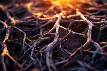 Charred wood and ash from a campfire
