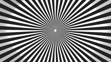 Obraz premium Black and white sunburst rays pattern background illustration. Sunbeams, lines in a retro style for poster, backdrop design, banner, packaging, decoration, print on fabric or paper. 