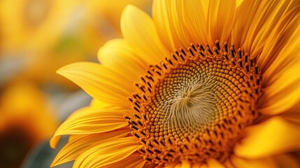 Detailed Close-Up of Blooming Sunflower, Vibrant Yellow Flower