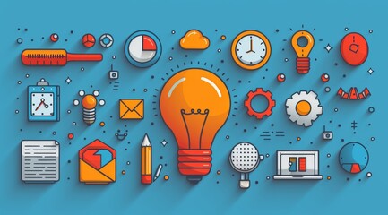 Businessman, human resources, tools, idea, office management - thin line icon set. Outline icons collection. Simple vector illustration 