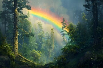 rainbow over forest
