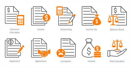 A set of 10 Mix icons as premium calculator, invoice, accounting