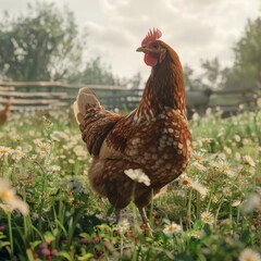 Chicken on the farm, AI generated Image