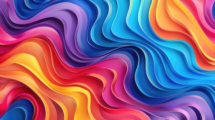 Fototapeta premium A vibrant and creative background featuring wavy shapes in multiple colors, perfect for use as a design element or texture