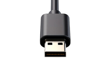 A Close-Up View of a Black USB-C Connector. on a White or Clear Surface PNG Transparent Background.