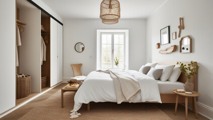 White main bedroom model, Scandinavian Style.