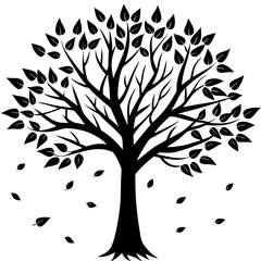 Obraz premium fall tree black silhouette art illustration