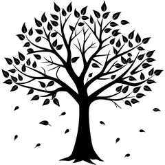 Obraz premium fall tree black silhouette art illustration