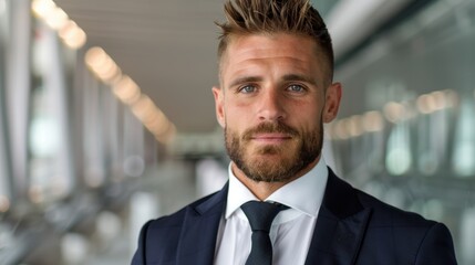 Fototapeta premium Confident businessman with beard and suit