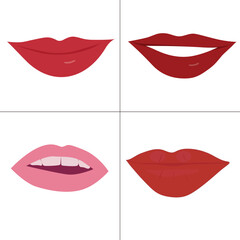 Cartoon sexy woman's half-open mouth with teeth. Beautiful mouth close-up vector icon
