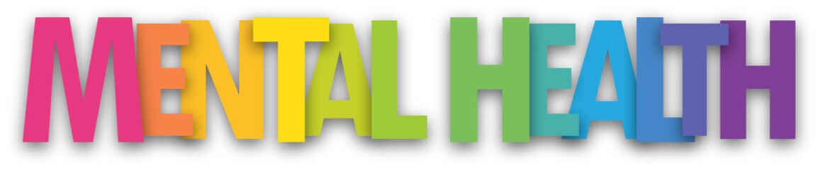 Fototapeta premium MENTAL HEALTH colorful typography banner on transparent background