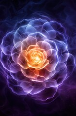 Glowing fractal rose in dark space