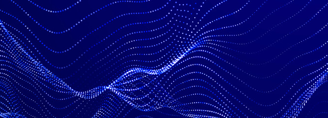 Technology background. Data stream. Movement of luminous lines on dark background. 3d