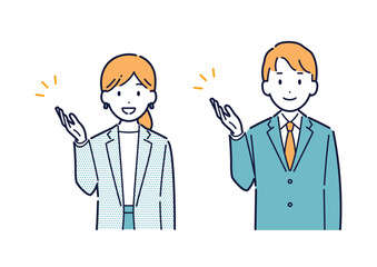 紹介をするビジネスパーソンのイラスト＿上半身