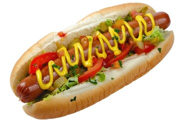 Tasty Hot Dog with Mustard and Fresh Lettuce on a Soft Bun