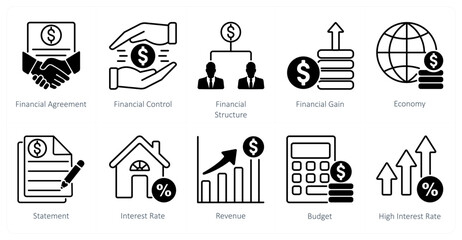 Fototapeta premium A set of 10 Mix icons as financial agreement, financial control