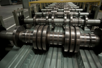 Fototapeta premium Factory constructions, industry technology, manufacturing interior, production line