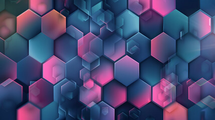 digital neon light colorful hexagon pattern