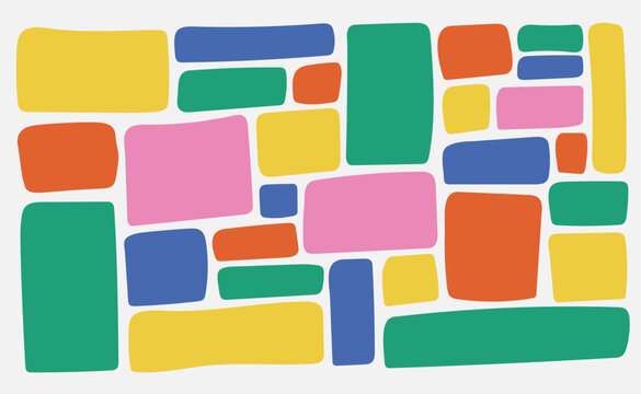 Set of multicolored rectangle shape. Drawing organic blank background. Color speech bubble blobs. Textbox in doodle and hand drawn style.