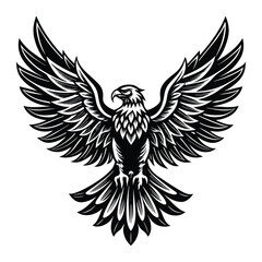 Fototapeta premium coloring book eagle with spread wings vector art illustration