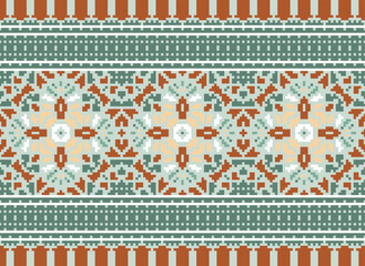 Pixel Tribal Vector pattern background, tribal seamless Aztec design, black and white geometric style,  Vector African ethnic tribal clash ornament seamless pattern  color