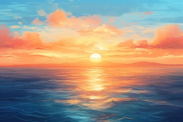 Fototapeta premium Sea sunset backgrounds sunlight.