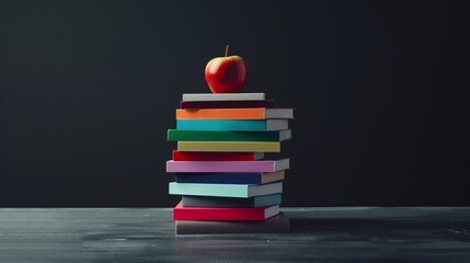 stack of books with an apple on top, symbolizing the educational aspect of event branding and web design for a finger painting school