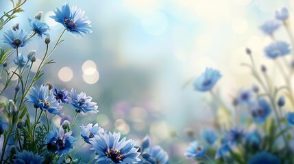 A serene field of blue flowers with a soft-focus background