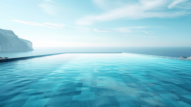 Serene abstract wallpaper featuring a luxury infinity pool overlooking the ocean