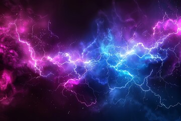 Abstract background with vibrant purple and blue lightning, creating a dynamic electricity effect in high-definition.