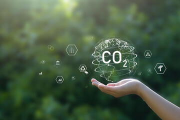 The carbon neutral concept reduces CO2 emissions, reducing global warming. Goal of net zero carbon...