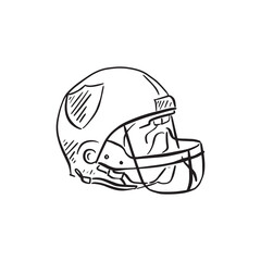 Fototapeta premium An American Football helmet drawn by hand and vectorised in black. Competitive sport from the USA involving a ball and teams to win.