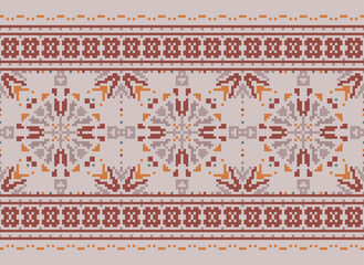 Beautiful ikat ethnic pattern. Seamless pattern in tribal, folk embroidery, and Mexican style; Abstract ethnic Aztec art. Geometric seamless pattern in tribal.
