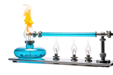 A Burning Experiment Illuminates the Power of Steam. on a White or Clear Surface PNG Transparent Background.