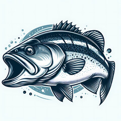 detailed Vector of a Giant Sea Bass  on  flat white background 