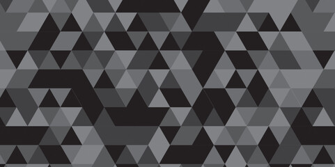 Obraz premium Triangle shape retro wall grid pattern geometric ornament tile vector square element. Abstract geometric black and gray background seamless mosaic and low polygon triangle texture wallpaper.