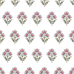 FLORAL BLOCK ALL OVER PRINT SEAMLESS PATTERN VECTOR ILLUSTRATION