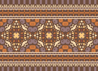 Beautiful ikat ethnic pattern. Seamless pattern in tribal, folk embroidery, and Mexican style; Abstract ethnic Aztec art. Geometric seamless pattern in tribal.