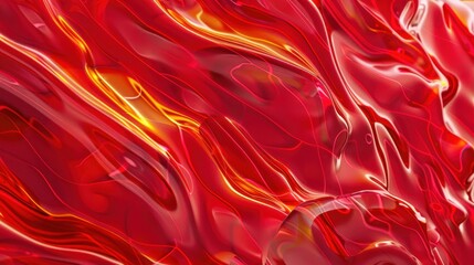 Obraz premium A background of intense red wavy glass with sharp peaks and troughs, interspersed with streaks of yellow. 