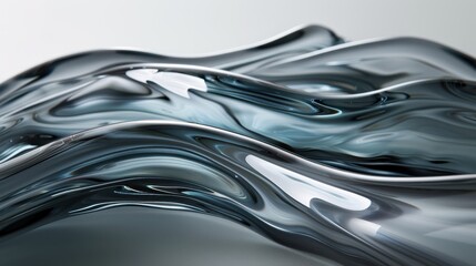 Slate gray wavy glass with slow, wide curves and a semi-gloss finish. 