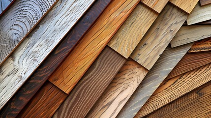 Various wooden flooring samples arranged neatly, demonstrating different textures and colors of assorted wooden floor types.