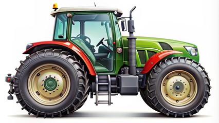 Obraz premium Tractor Isolated On White Background, Side View. Vector Illustration.