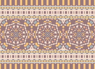 Beautiful ikat ethnic pattern. Seamless pattern in tribal, folk embroidery, and Mexican style; Abstract ethnic Aztec art. Geometric seamless pattern in tribal.