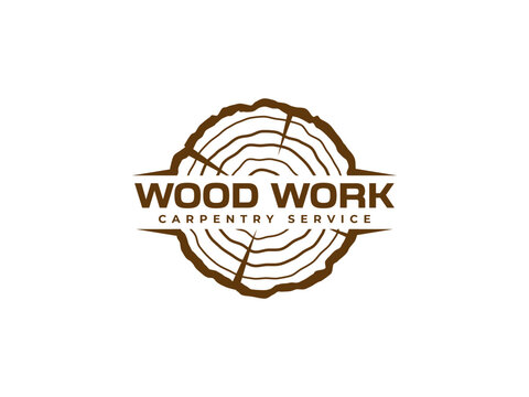 wood logo vector illustration. wood carpentry logo template