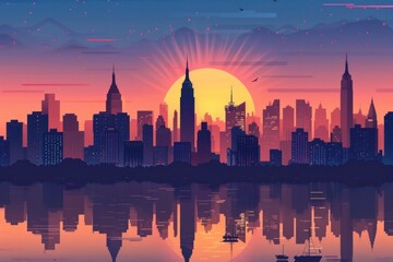 Obraz premium Sunset landscape of New York, USA