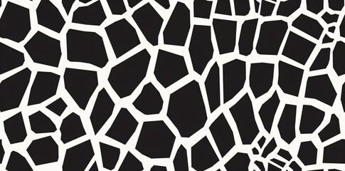 Obraz premium Abstract seamless pattern with broken mosaic shapes, in a black and white vector background illustration. Minimalist line art for the design of fabric print, wallpaper or textile. Monochrome mosaic te