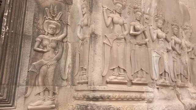 apsara bas relief on the wall Angkor Wat