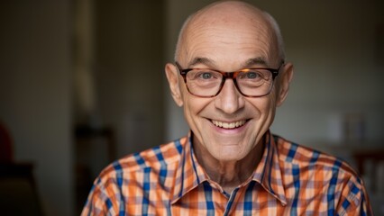 Fototapeta premium A man with glasses smiling at the camera, AI