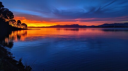 Serene Sunset Over Still Water