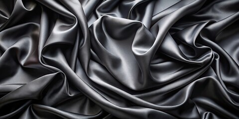 Obraz premium Elegant black satin background perfect for luxury design projects, sleek, luxurious, dark, satin, texture, background, elegant